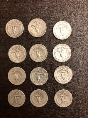 12 Silver Washington Quarters