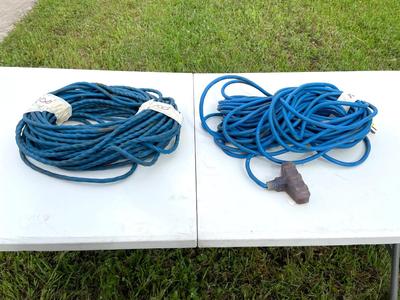 PAIR Of Â 100 ft Blue Extension Cords