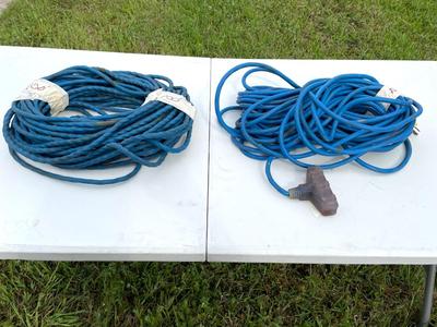 PAIR Of Â 100 ft Blue Extension Cords