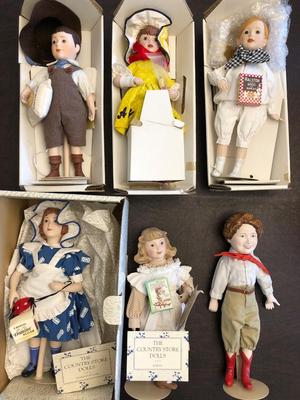 Franklin Heirloom Dolls Country Store Dolls, set of 6