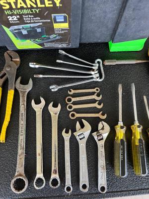 Miscellaneous Tools, 300 ft Measuring tape and STANLEY Toolbox,