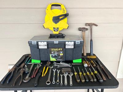 Miscellaneous Tools, 300 ft Measuring tape and STANLEY Toolbox,