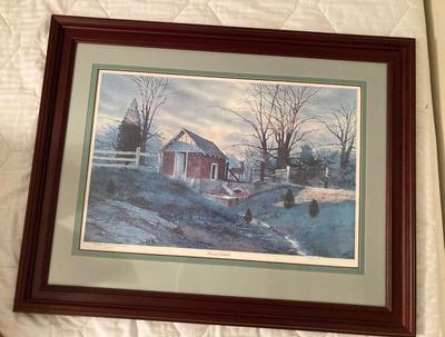 Framed, matted, signed â€œSunrise Solitudeâ€ by Michael Sloan numbered 108/1000