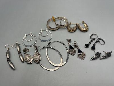 Lot of Modern Costume Silvertone Women's Earrings Jewelry