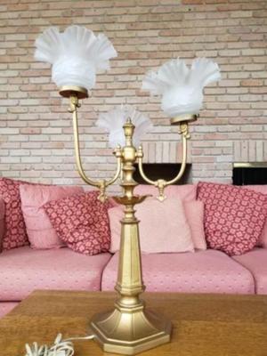 Antique French guilded bronze candelabra style lamp