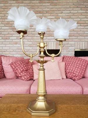 Antique French guilded bronze candelabra style lamp