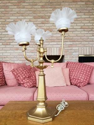 Antique French guilded bronze candelabra style lamp
