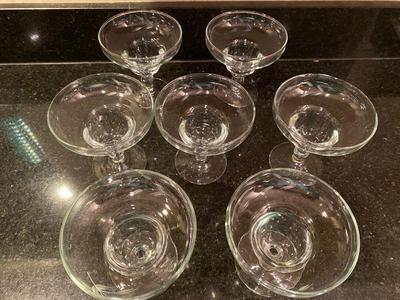 A lot of 7 Art Deco etched footed dessert bowls
