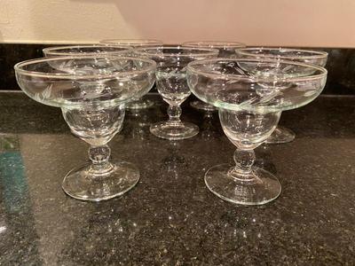 A lot of 7 Art Deco etched footed dessert bowls