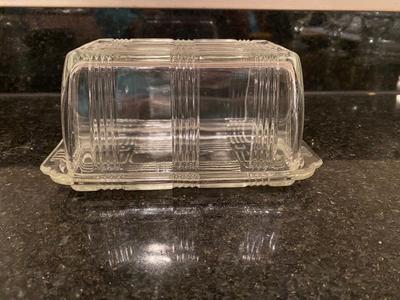 Hazel Atlas vintage crisscross butter dish