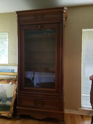 Antique French glass front cabinet
