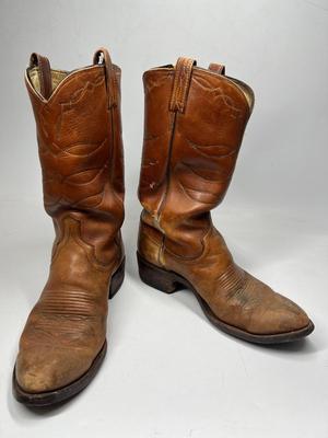 Vintage Light Brown Heel Pointed Toe Rancher Cowboy Boots Avonite Hypalon Super Wear