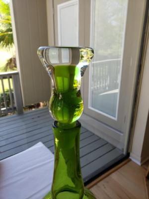 MCM Blenko lime green decanter