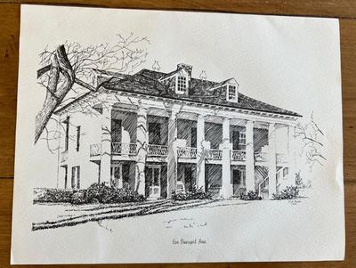 VINTAGE New Orleans H A Perez 1970 Vintage Lithography Sketch