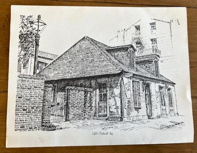 VINTAGE New Orleans H A Perez 1970 Vintage Lithography Sketch