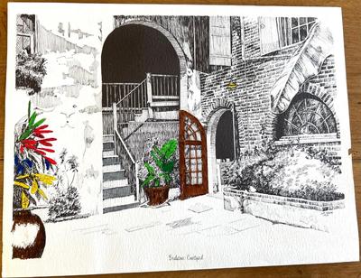 VINTAGE New Orleans H A Perez 1970 Vintage Lithography Sketch