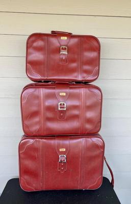 LYNX Vintage Classic Burgundy Suitcase set