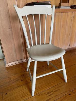 Vintage White Painted Wood Spindel Back Side Desk Chair - ARCADIA