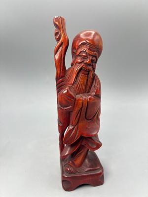 Vintage Republic of China Carved Elder Figurine Wood Statue