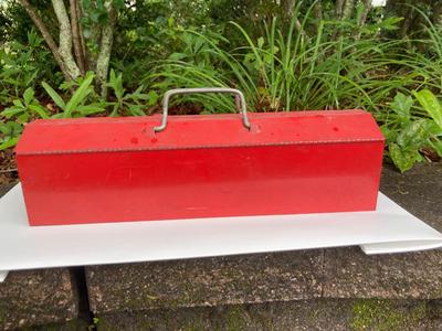 Red metal tool box