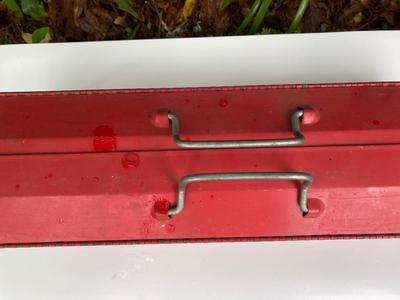 Red metal tool box