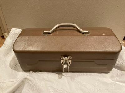 Tan metal toolbox