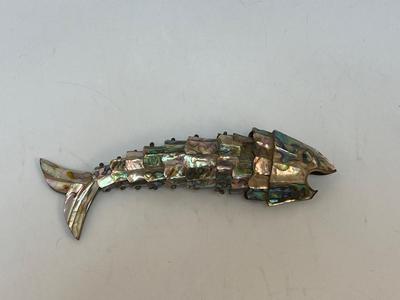 Vintage Brass and Mother of Pearl Articulated Fish Bottle Cap Opener