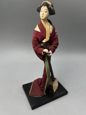 Vintage Japanese Geisha Doll Figurine Traditional Clothing String Instrument