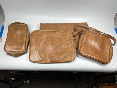 Vintage Matching Lot of Jet Flite Luggage Brown Zippered Garment Bag, Toiletry Bag, Satch Travel Bag & More