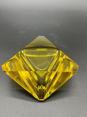 Vintage Amber Glass Lighter and Two Amber Ash Trays