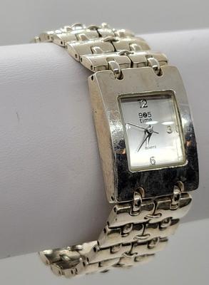 LOT72: Sterling Silver Watch Case & Band - Closure is stainless steel