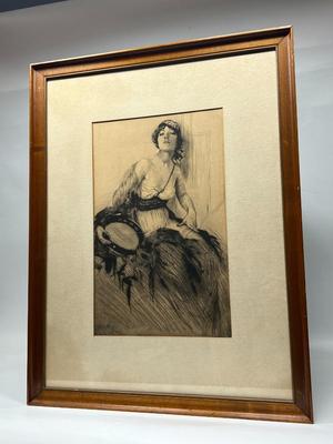 Vintage Josef Pierre Nuyttens Belgian American Artist Model Study Framed Print