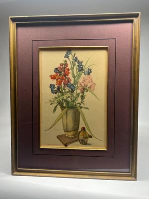 Retro Laurence Perugini Flower Bouquet Floral Painting Framed Color Art Print
