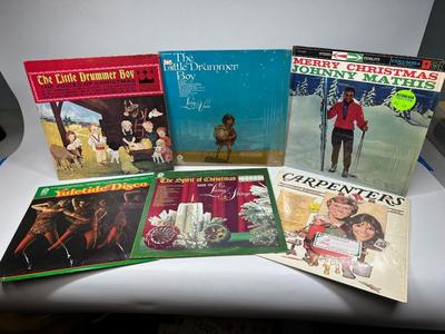 Lot of Vintage Christmas Holiday Records Carpenters Christmas Portrait, Little Drummer Boy, Classical LIving Strings & More