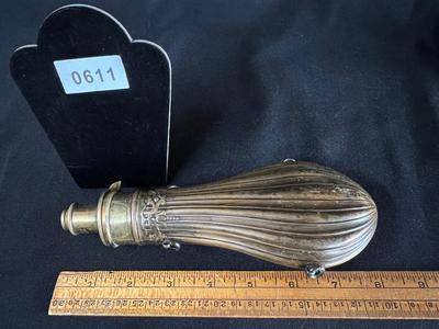 19th C Powder Flask with a Floral Border