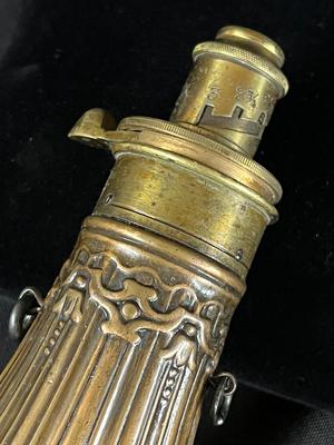 19th C Powder Flask with a Floral Border