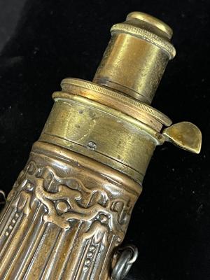 19th C Powder Flask with a Floral Border