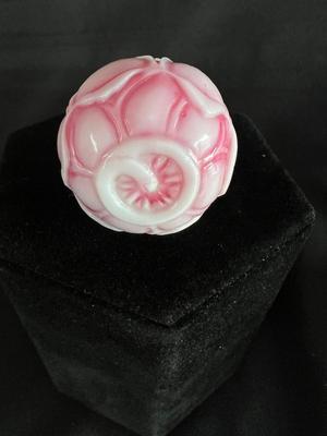 Charming Peking Glass Pink Lotus Leaf Snuff Bottle