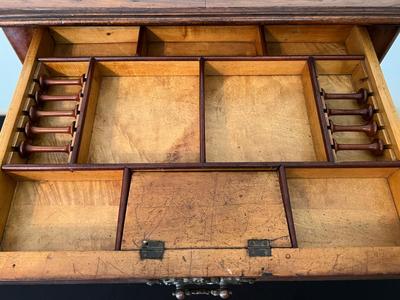 Antique Queen Anne Style Sewing Table w Unusual Accessory Drawer