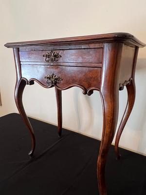 Antique Queen Anne Style Sewing Table w Unusual Accessory Drawer