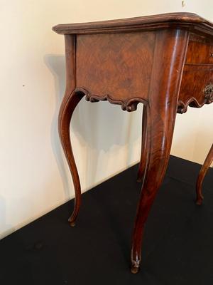 Antique Queen Anne Style Sewing Table w Unusual Accessory Drawer
