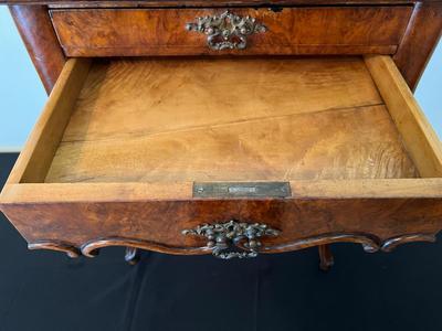 Antique Queen Anne Style Sewing Table w Unusual Accessory Drawer