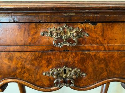 Antique Queen Anne Style Sewing Table w Unusual Accessory Drawer