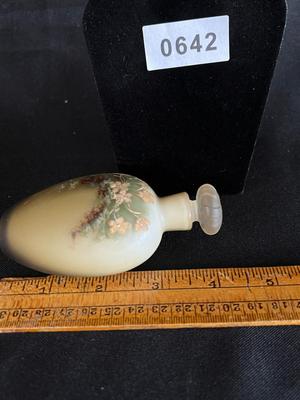 Antique Lovely Floral Hand Painted Glass Perfume Scent Bottle