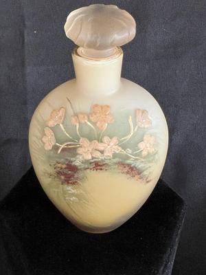 Antique Lovely Floral Hand Painted Glass Perfume Scent Bottle