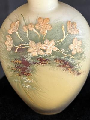 Antique Lovely Floral Hand Painted Glass Perfume Scent Bottle