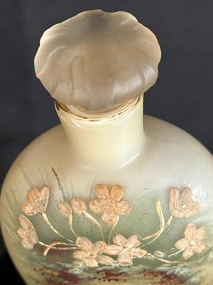 Antique Lovely Floral Hand Painted Glass Perfume Scent Bottle