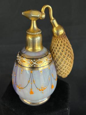 Gorgeous Bohemian Glass and Gilt Atomizer Perfume Bottle