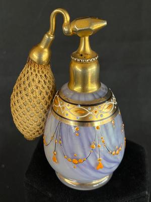 Gorgeous Bohemian Glass and Gilt Atomizer Perfume Bottle
