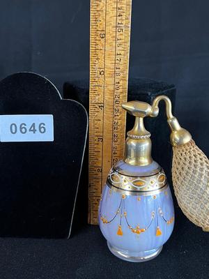 Gorgeous Bohemian Glass and Gilt Atomizer Perfume Bottle